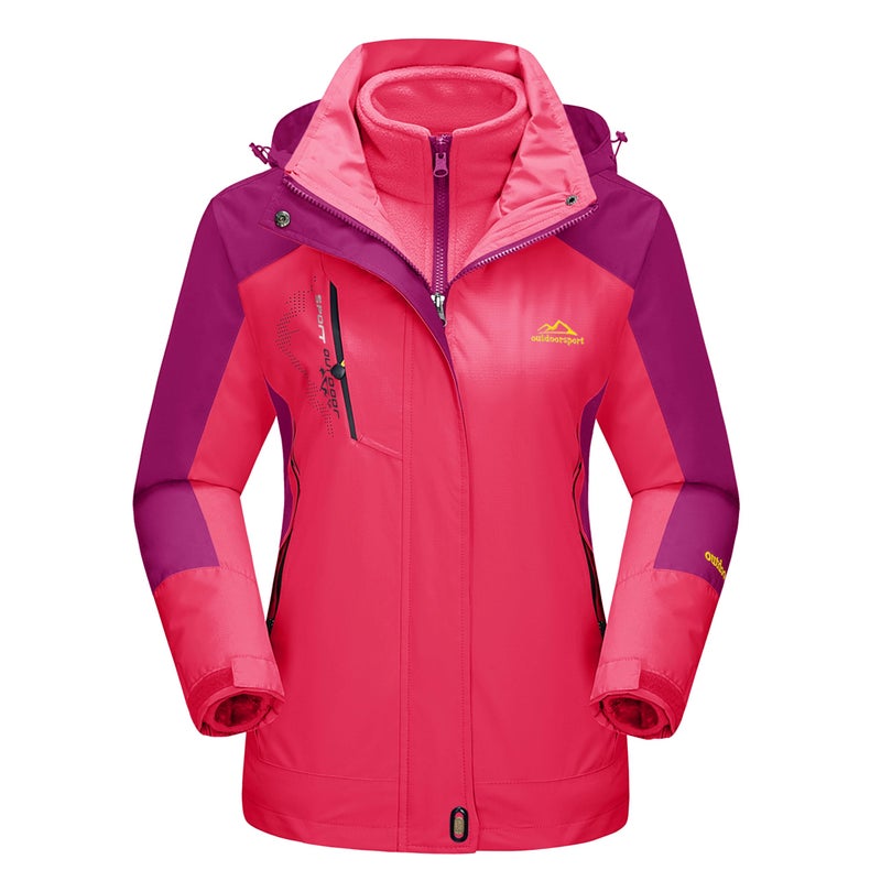 MAGCOMSEN Snow Jackets Women Winter Coats for Women Winter Ski Jacket 3 In 1 Jacket Waterproof Insulated Skiing Jacket Rose 2XL - Image 1